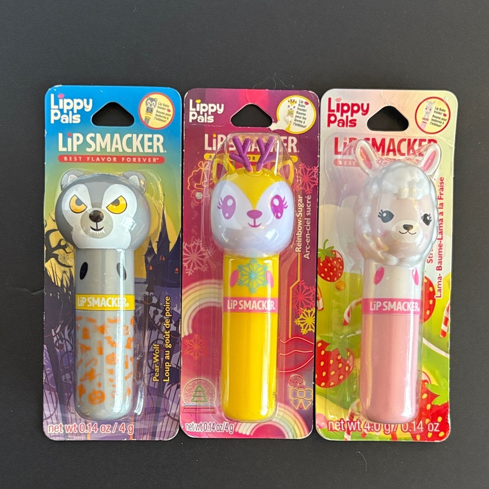 Lippy Pals Strawberry Llama Rainbow Sugar Reindeer Pear Wolf